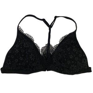 Victoria’s Secret Lace Bralette Black Y-Back Racerback Front Close Size XL